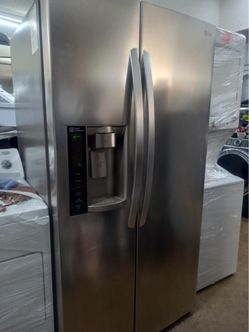 LG side by side stainless steel refrigerator 36” w