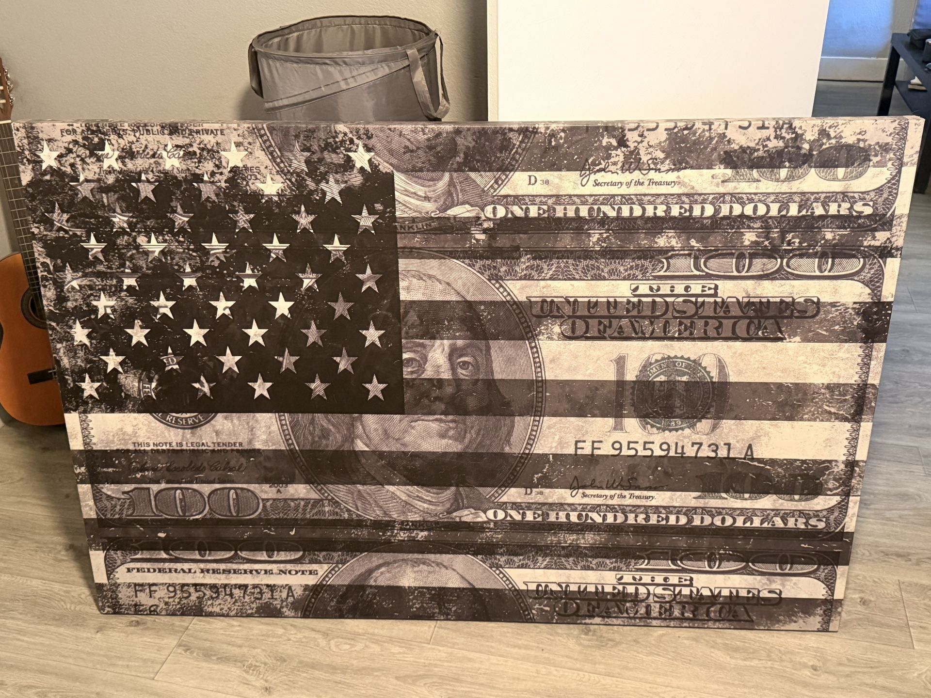 American Flag/100 Bill Canvas