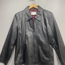 Vintage Worthington Leather Jacket Women’s Black-XL Red Lining Full Zip