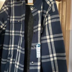 NWT Carhartt Fleece Lined Jacket Large Blue Plaid