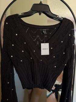 Bell Sleeve Rhinestone Shirt
