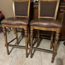 2 Barstools Walnut Wood From Ashley
