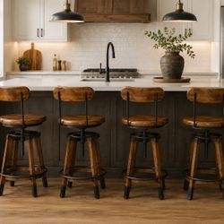 Set of 4 Hammary Furniture Studio Home Adjustable Bar Stools – Retail $600 Each