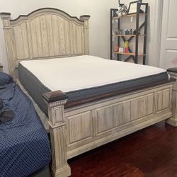 Bed Frame, Mattress And Night Stand