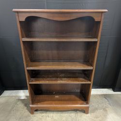 Traditional Dark Brown Wood Bookcase with Four Shelves
