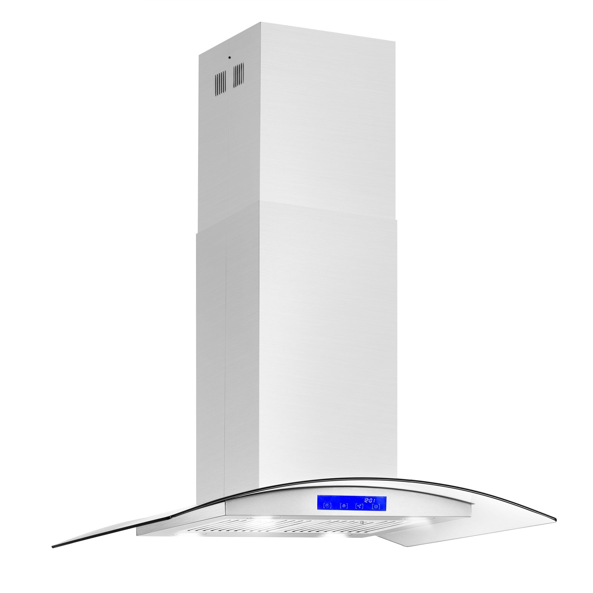 New Open Box 36" Stainless Steel Island Range Hood with Digital Touch Controls, Glass Canopy