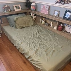 Twin Size Bed Frame (Includes shelves)