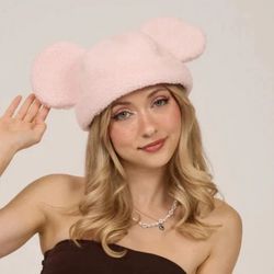 DISNEY STORER CAKEWORTHY PINK BLUSH MINNIE MOUSE SHERPA BEANIE HAT