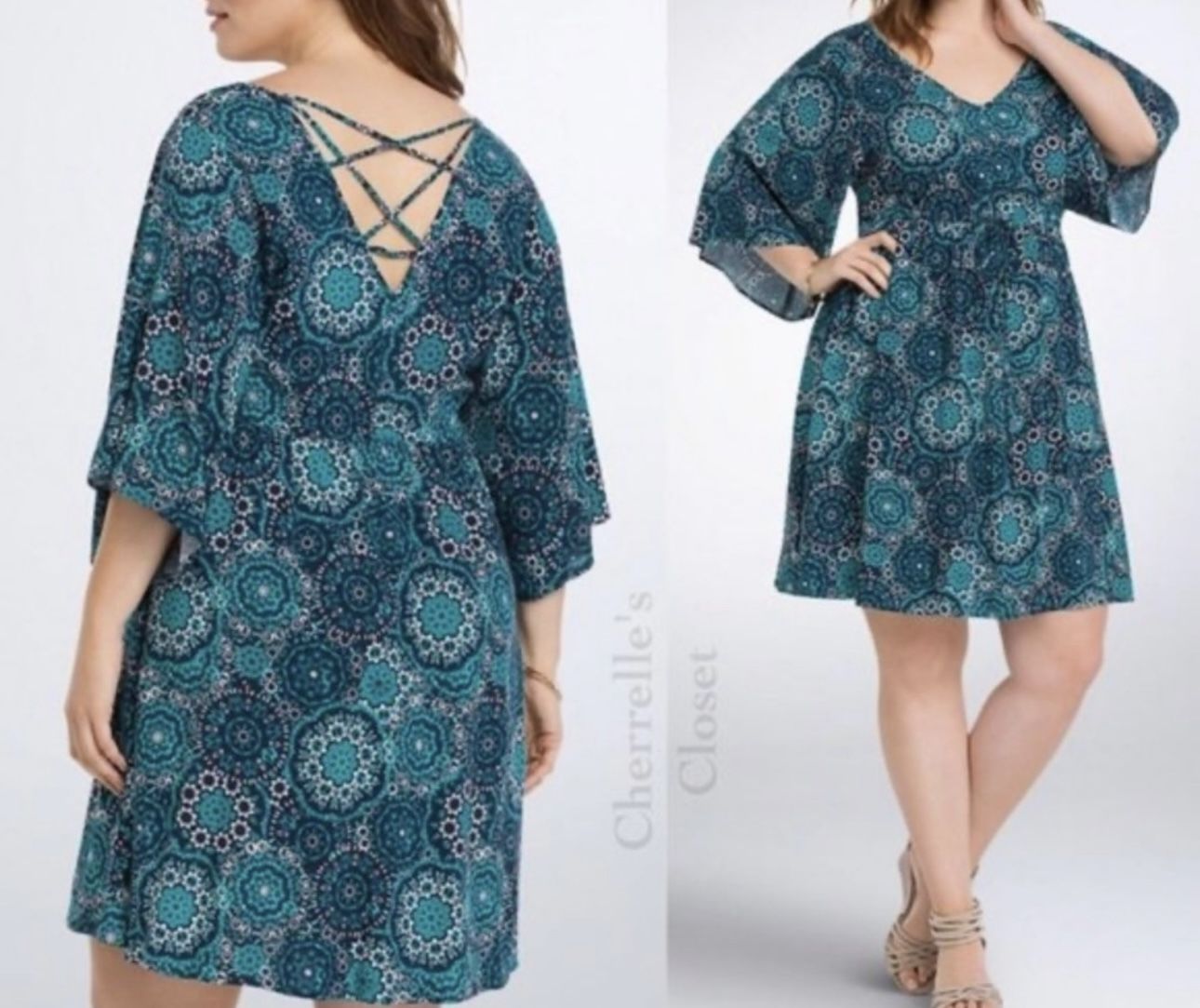 TORRID GEO PRINT LATTICE BACK DRESS Size 2 