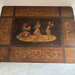 Vintage Italian Wood Jewelry Box Table