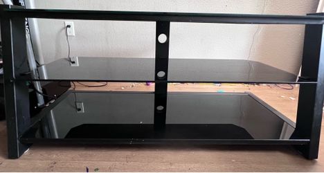 Black glass 3 tier TV table