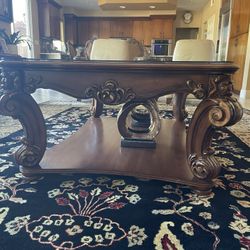 Wood Coffee Table And 2 End Tables