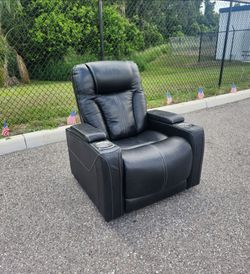 LEATHER RECLINER CHAIR MOVIE THEATER STYLE LED LIGHTS
