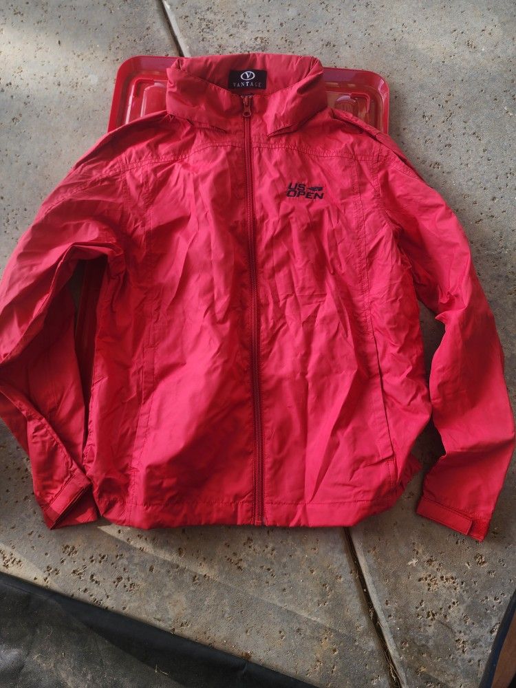 YOUTH * VANTAGE * US OPEN HOODED WINDBREAKER TENNIS JACKET ~ 12/ 14