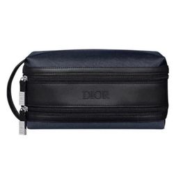 Dior Navy & Black Toiletry Bag Dropp Kit Pouch Travel Case Dual Zipper