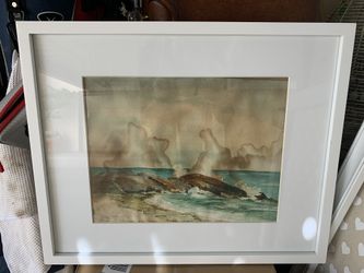Vintage watercolor in frame