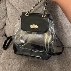 Clear Black And Gold Backpack 