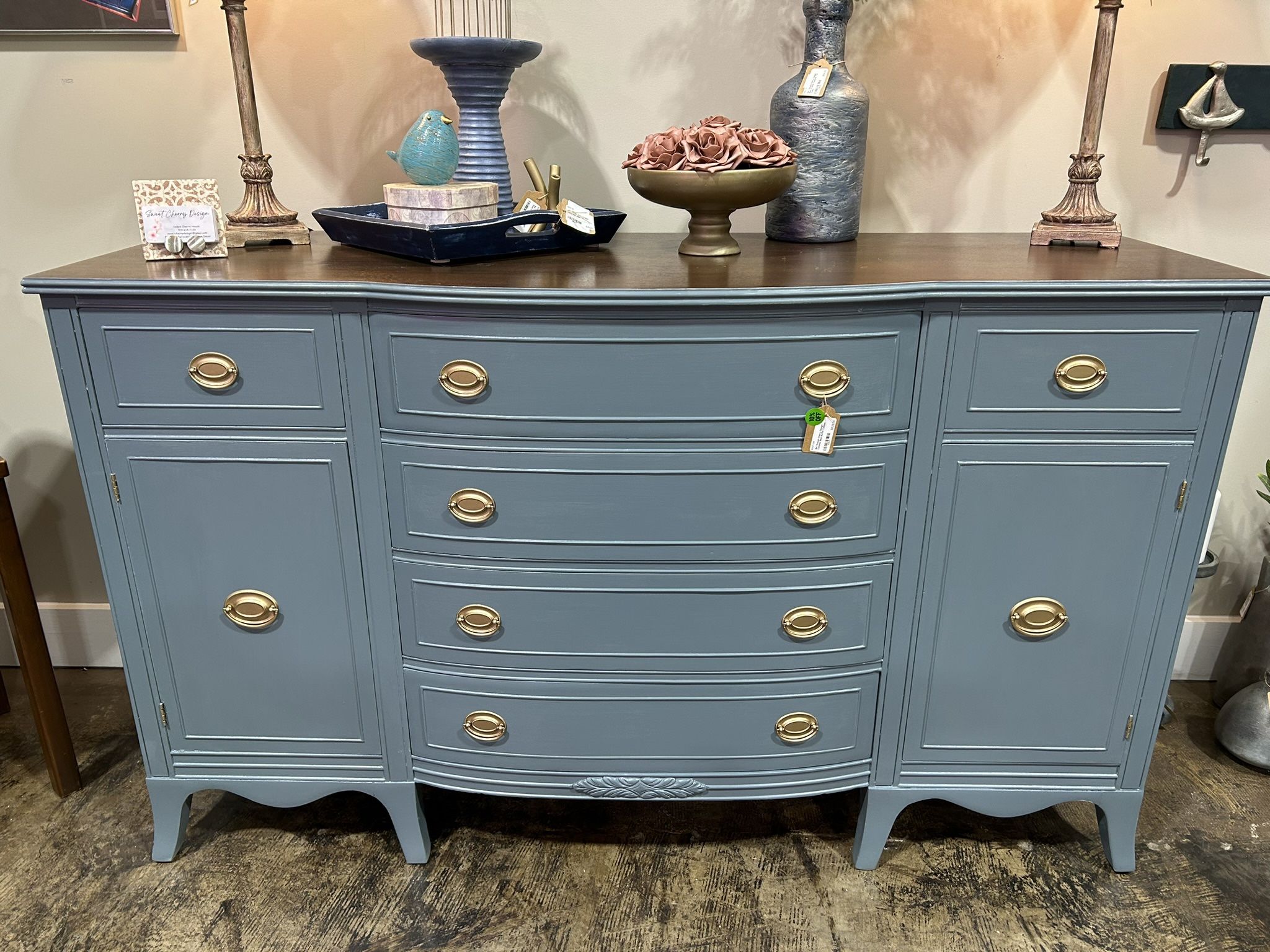 Colonial blue-Gray Buffet / Sideboard / Dresser