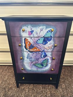 Hand painted Butterfly Dresser