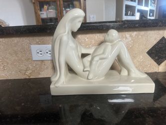 Royal Haeger Statue pottery mother child white vintage 1986