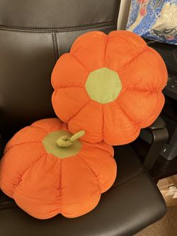 Set of 2 Orange Pumpkin Decorative Pillows