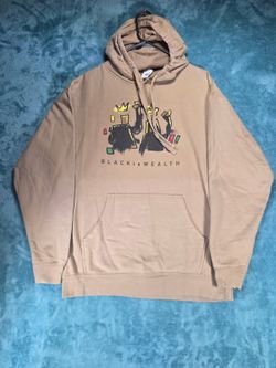 Black Is Wealth Hoodie Mens Large Tan Graphic Pullover Independent Trading Co
