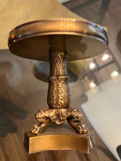 Vintage Hollywood Regency Brass Footed Pricket Candle Holders - Pair