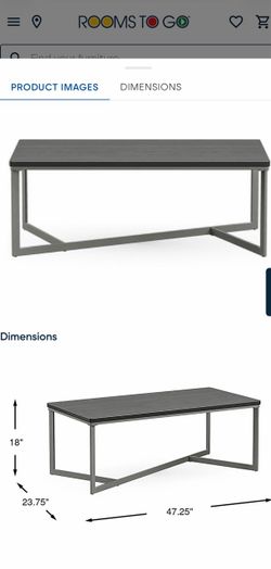 Rooms To Go Modern Black Coffee Table / Cocktail Table