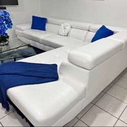 Brand New White Leather Sectional In Box- Shop Now Pay Later 