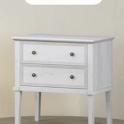 IKENO Solid Wood Nightstand with 2 Drawers, Practical Bed Side Table/Night Stand, End Table with 2 Drawers for Bedroom or Living Room white CSN002-01A