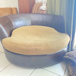 Round Leather Swivel Couch