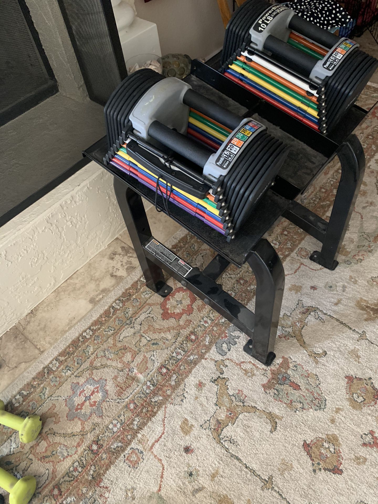 Powerblock adjustable weights with stand