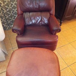 Real Leather Chair And Ottoman