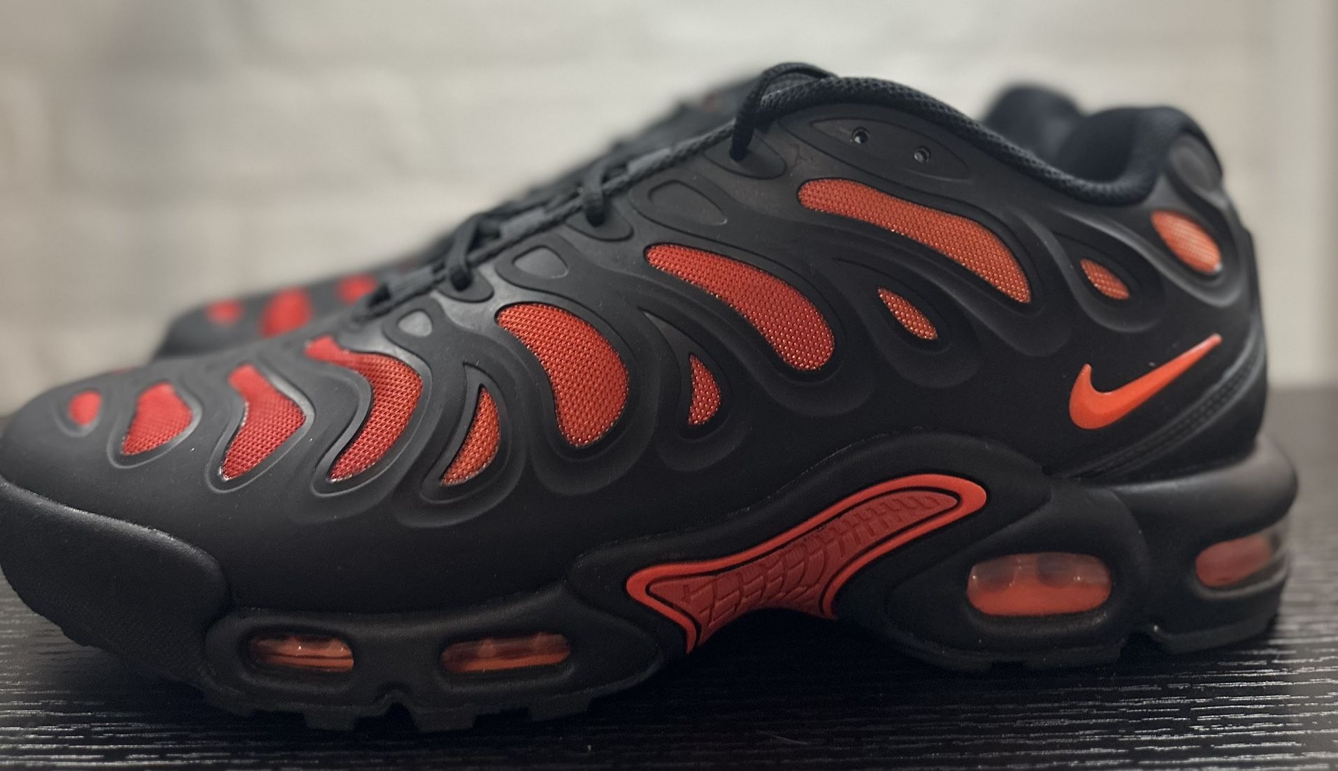 Size 9- Nike Air Max Plus Drift Black Dragon Red MSRP $185
