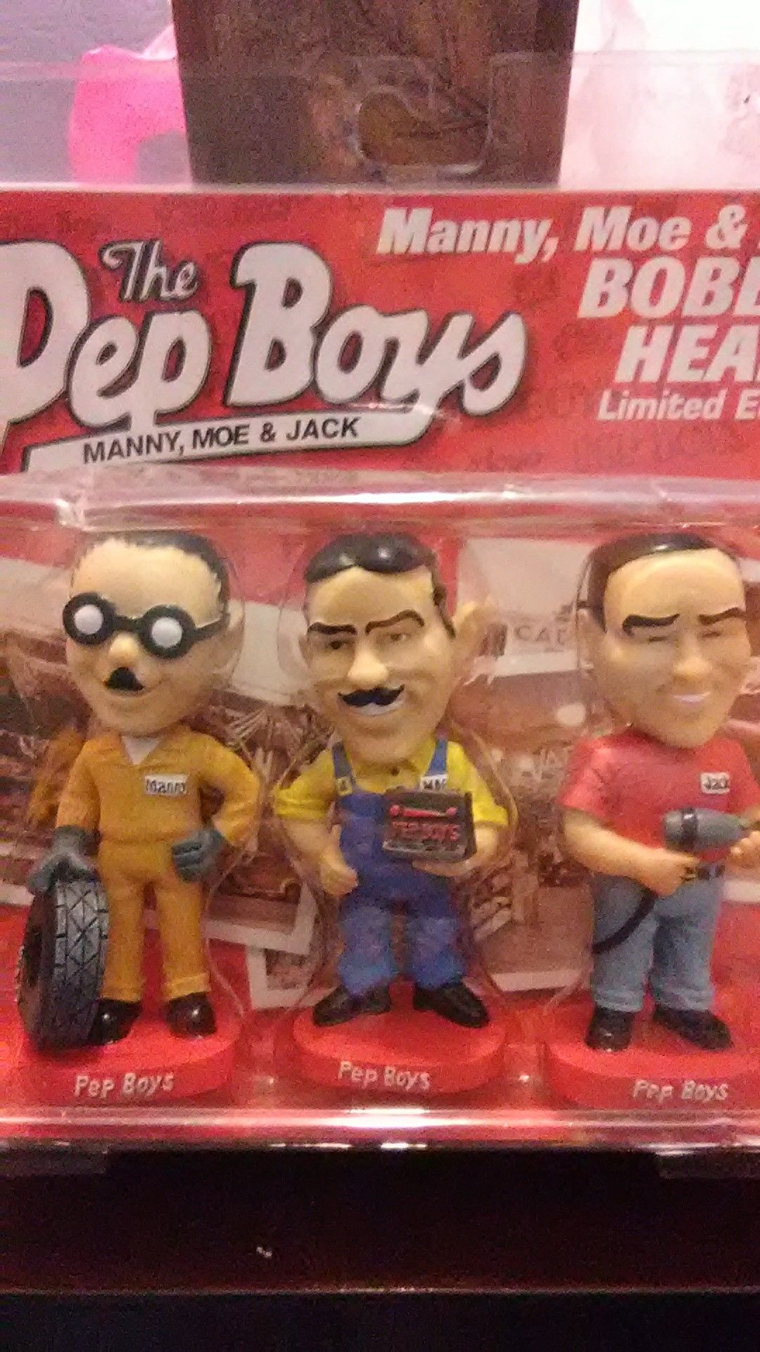 Pep Boys Manny Moe and Jack bobbleheads limited edition