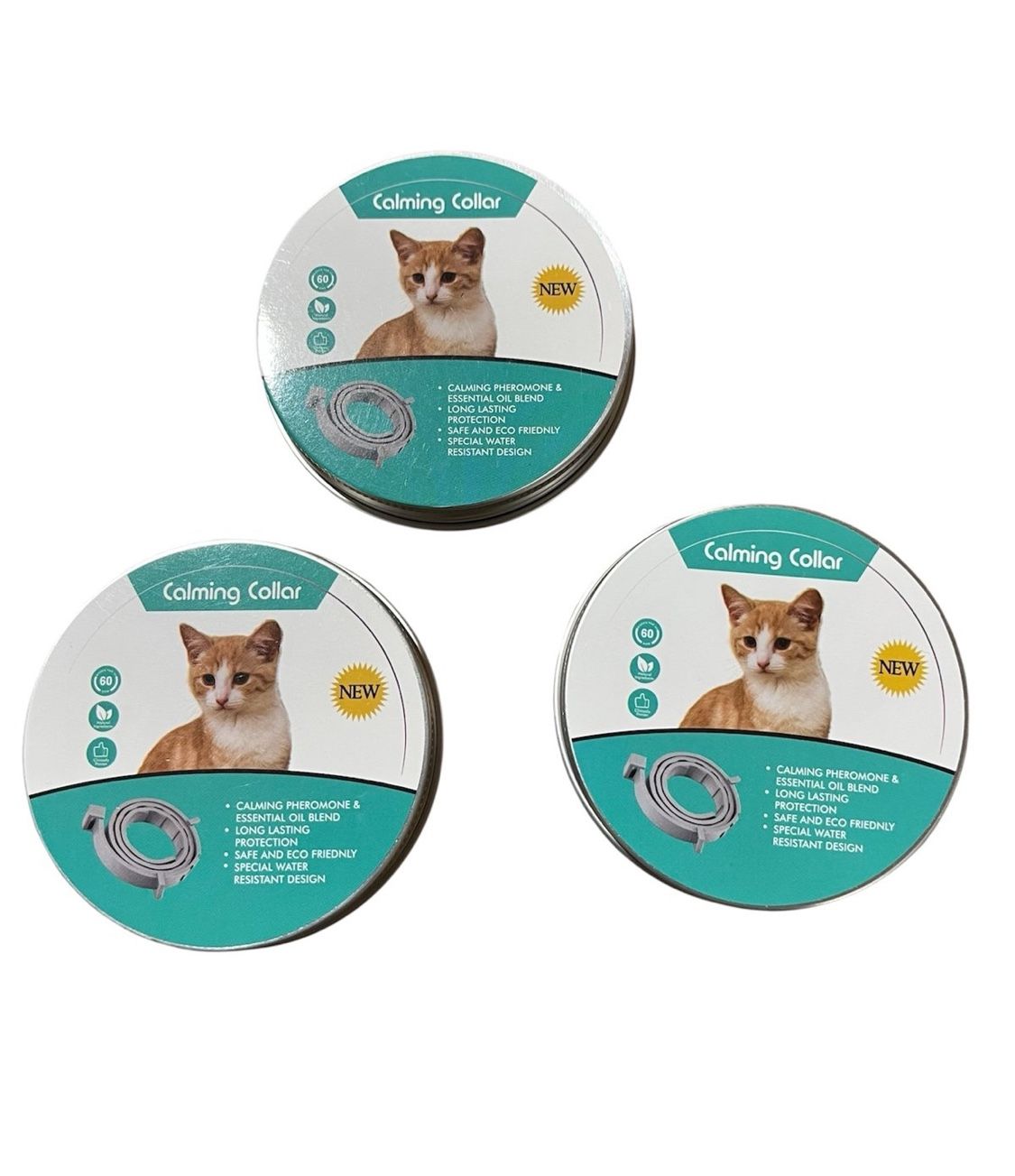 3 Pcs Cat Adjustable Calming Collar, Reduce Anxiety Kitten Cat (Grey) 15 in
