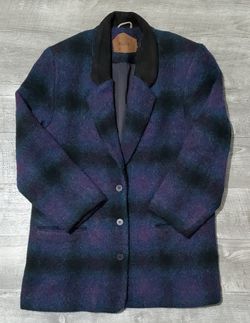 Womens Vintage Woolrich Flanel Striped Wool Coat Jacket USA Size M