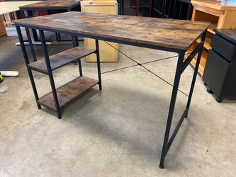 Wooden Office Desk with Metal Base