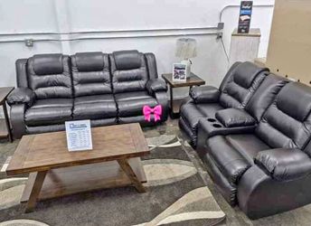 Ashley Black Leather Sofa & Loveseat