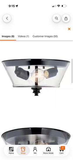 Ashba 13 in. 2-Light Flush Mount with Clear Glass in Black