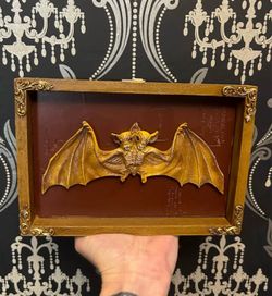 8” Two Headed Bat Resin Statue Sculpture Heavy Oddities Halloween (Wood&Resin) Gothic Home Decor🖤