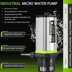 DC12V 60W Mini Submersible Water Pump - 49.21ft High Lift for Pond Geyser Circulation Ultra Quiet Mini Clear Water Pump for Water Feature Aquariums Hy