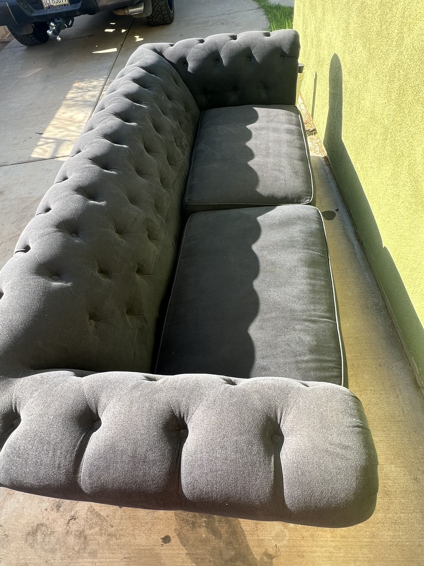 Sofa Couch, Living Spaces, Patterson III , 94”W x 41”D x 31” H, Navy Blue