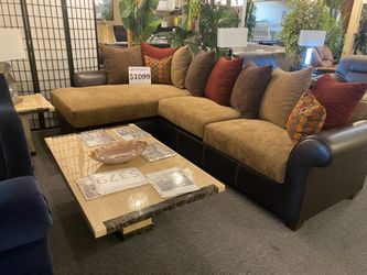 Brand new brown pillow style linen sectional