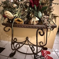 3-Piece Rustic Iron & Wood Table Set – Console, Coffee Table & Side Table