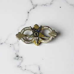 Vintage Order Of The Eastern Star Masonic Enamel Brooch Pin