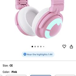 YOWU Cat Ear Headphones CE, Wired/Wireless Pink Gaming Headset