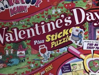 New Valentine's Day sticker puzzle search and find book