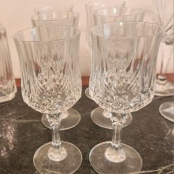 6 Vintage Cristal d' Arques Crystal Wine Glasses, Great Condition