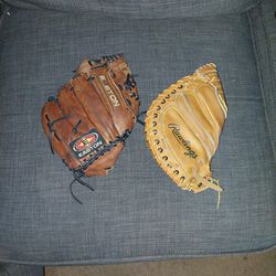 Junior Size Easton Basball Glove And A Rawling Cathers Mitt